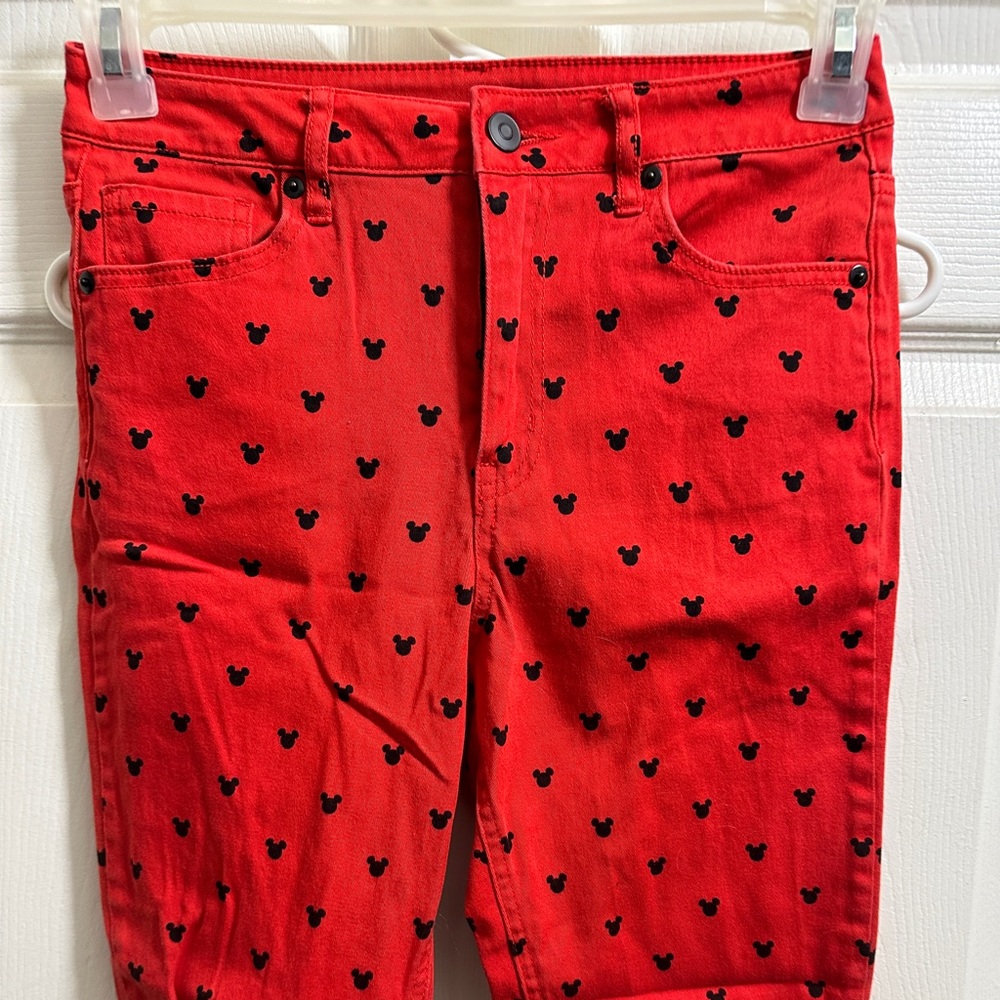 Forever 21 Red Skinny Pants with Black Pattern